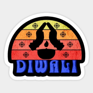 Retro Sunset Diwali Sticker